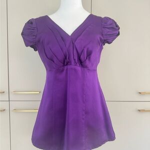 Royal Purple Women's Top with Puff Sleeves